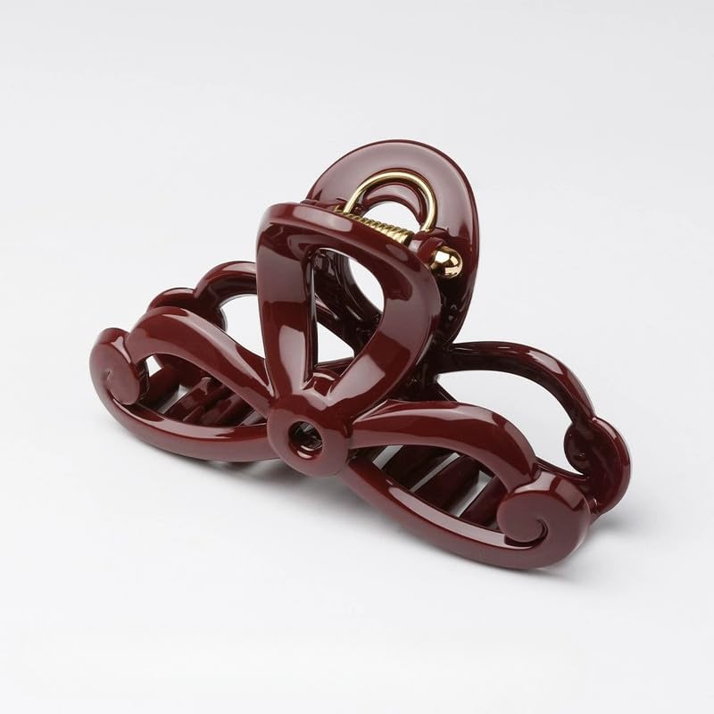carl vinson® Spring Loaded Small Hair Clip Multi Layered Bow Design Horizontal Clutcher | Brown 2 4