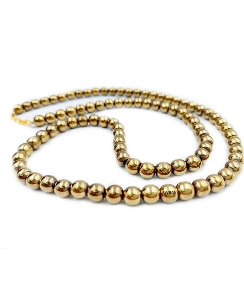 SWARA AGATE Womens Round Beads Natural Stone Hematite Necklace (Golden) (B0BL15VPQJ) Amazon Price History, Amazon Price Tracker