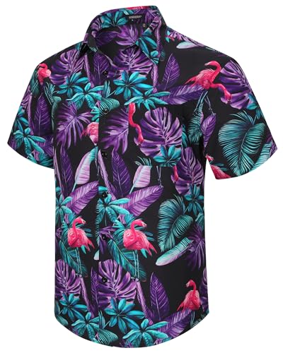 Image of Men's Hawaiian Shirts Short Sleeve Aloha Shirt for Men Casual Button Down Tropical Hawaii Floral Shirt Summer BeachParty