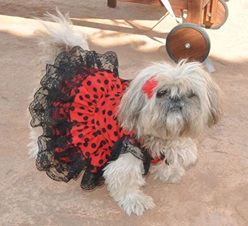 Folk Artesanía Vestido para Mascotas Flamenca o andaluza Lunares. Ideal para tu Perro. Fabricado en España (M)