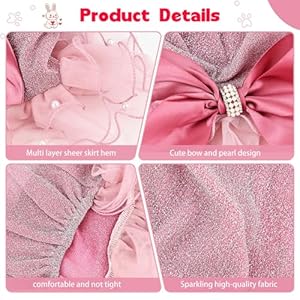 Dog Christmas Set Dress Girls Dog Holiday Dress with Bow Hair Clip and Pearl Necklace for Middle and Little Girls Dog Wedding Birthday Party (Pink, L) Dog Christmas Set Dress Girls Dog Holiday Dress with Bow Hair Clip and Pearl Necklace for Middle and Little Girls Dog Wedding Birthday Party Pink L