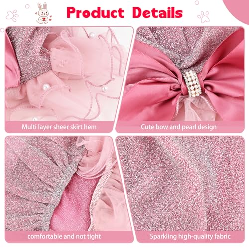 Dog-Christmas-Set-Dress-Girls-Dog-Holiday-Dress-with-Bow-Hair-Clip-and-Pearl-Necklace-for-Middle-and-Little-Girls-Dog-Wedding-Birthday-Party-Pink-L Dog Christmas Set Dress Girls Dog Holiday Dress with Bow Hair Clip and Pearl Necklace for Middle and Little Girls Dog Wedding Birthday Party Pink L