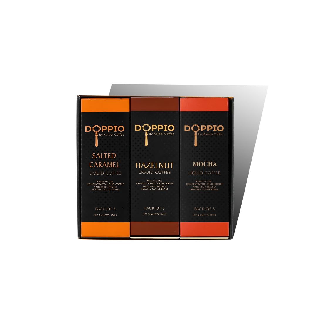 Korebi Coffee Doppio Assorted - Artisan Instant Liquid Coffee Concentrate (Hazelnut, Salted Caramel, Mocha)| 100% Arabica | Ready to Use | Make in 30 Secs | Hot or Cold | With or Without Milk | 6 Boxes [600ml] (30 Sachets, 20 ml / Sachet)-image-24