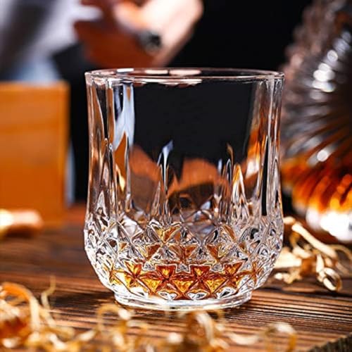 Image of Premium Crystal Whiskey Glass - 300ml, Set of 2 Pcs Old Fashioned Rocks Glass for Bourbon, Scotch & Cocktails (2, Elegant)