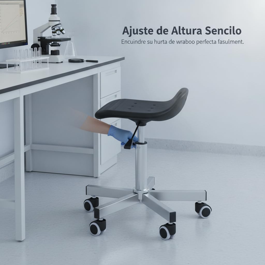 Taburete Laboratorio con Ruedas Metal para Sala Limpia, para Taller, Moderno, con Base de Tubo Cuadrado 304 y Ruedas