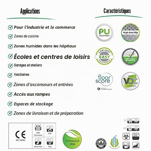 Floordirekt Revêtement de sol en PVC à pois - Épaisseur : 2 mm - Tapis antidérapant - Antidérapant et résistant aux liquides et à la saleté - Utilisation universelle (gris, 120 x 150 cm)