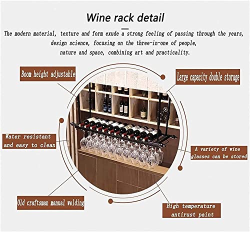 Porte-verre à vin suspendu réglable hauteur support bouteille plafond 60cm