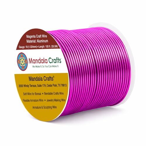 Image of Mandala Crafts 18 Gauge Magenta Anodized Aluminum Craft Wire, 100 FT | Colored, Flexible, Bendable, for Bonsai, Armature, Sculpting, Wire Wrapping, Jewelry Making, Weather & Tarnish Resistant