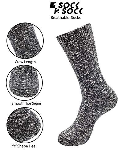 1SOCK2SOCK - Mens Thick Wicking Thermal Turkish Cotton Crew Socks - Cold Weather & Hiking4
