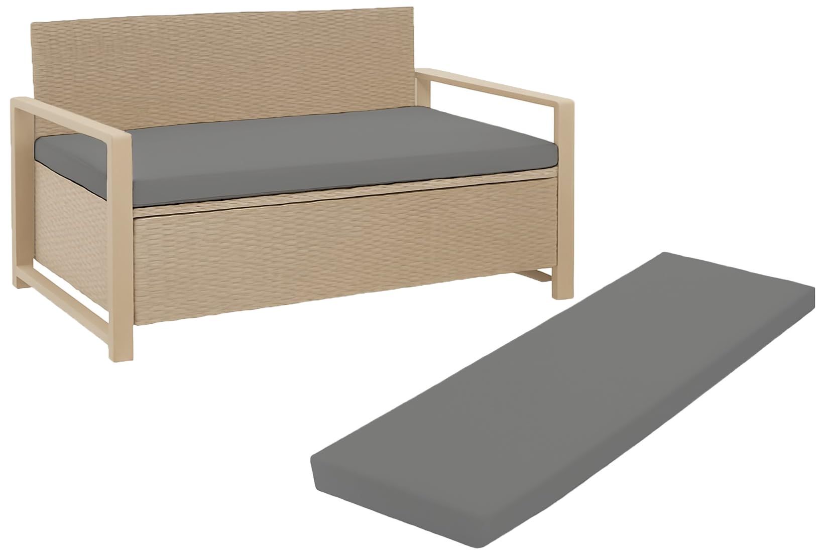 Outdoor Garden Bench Cushion Seat Pad for 2/3/4 Seater Patio Furniture Waterproof Swing, Hammock, Rattan Sofa 108/140/170cm Long Bench Chair Cushions Pad (2 Seater 108cm x 45cm x 5cm, Grey)