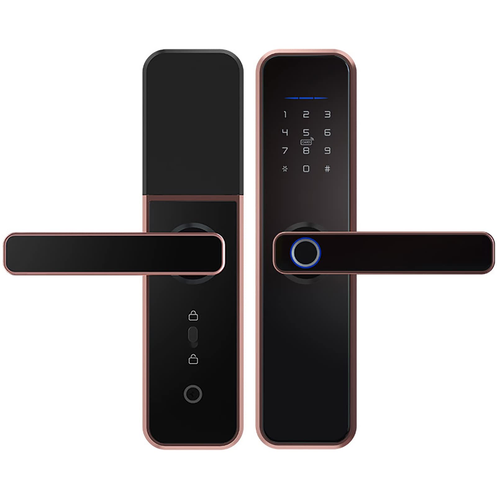 Sdgbcxd Bronze Smart Door Lock, Biometric Fingerprint Door Lock, Keyless Entry Electronic With Handle, Code With Keypad, App Control, Ic Card