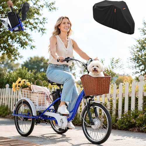 Triciclo Electrico Adulto Bici 3 Ruedas 48V 12Ah 350W 7 Velocidad Blue