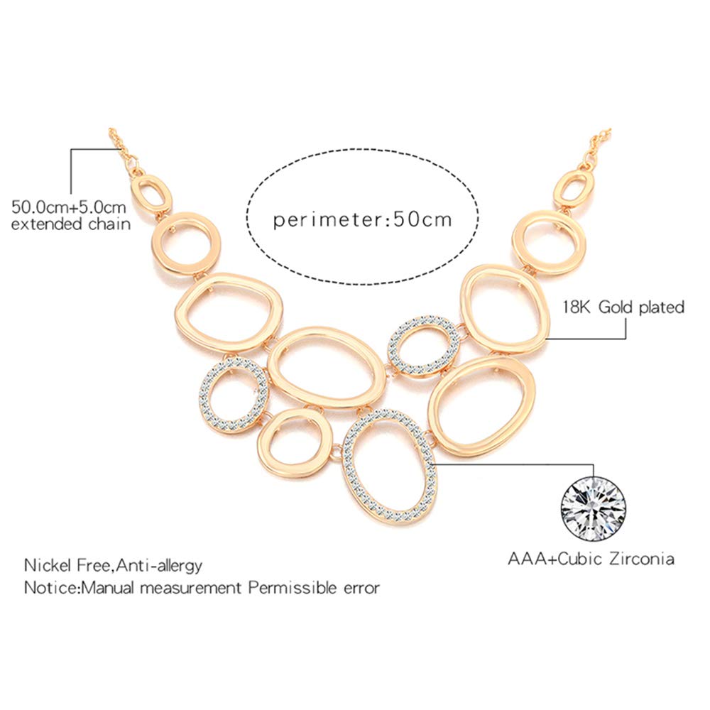 Collana donna, catena di anelli Collana pendente per ragazze Collana lunga catena di dichiarazione con collana di cristallo strass brillante