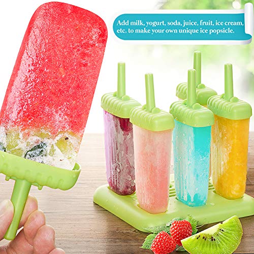 Popsicle Molds 2pcs Ice Pop Molds Ice Pop Maker with Funnel and Cleaning Brush, Green