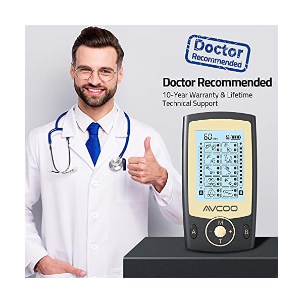 Independent Dual Channel TENS Unit Muscle Stimulator, AVCOO 20 Modes