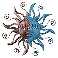 MUMTOP 13.26 Inch Metal Sun Moon Wall Decor, Inspiational Wall Sculpture Hanging Decorations Art for Indoor Outdoor Home Living Room Office Yard Garden