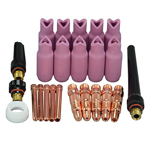 Image of RIVERWELD TIG Torch Ceramic Cups Outside Inside 90º 10N50 1 /4 inch 6.5mm 24pcs