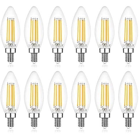 Sigalux E12 LED Bulb Candelabra Base Dimmable, LED Chandelier Light Bulbs, 60 Watt Equivalent Candelabra LED Light Bulbs, B10 2700K Soft White, Type B Filament Candle Light Bulbs UL Listed, 12 Pack Cover