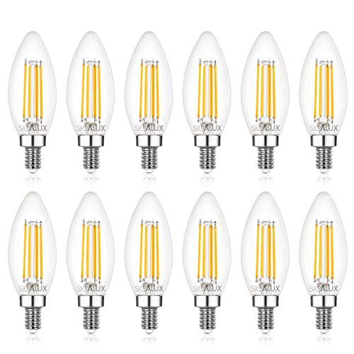 Sigalux E12 LED Bulb Candelabra Base Dimmable, LED Chandelier Light Bulbs, 60 Watt Equivalent Candelabra LED Light Bulbs, B10 2700K Soft White, Type B Filament Candle Light Bulbs UL Listed, 12 Pack Sigalux E12 LED Bulb Candelabra Base Dimmable, LED Chandelier Light Bulbs, 60 Watt Equivalent Candelabra LED Light Bulbs, B10 2700K Soft White, Type B Filament Candle Light Bulbs UL Listed, 12 Pack