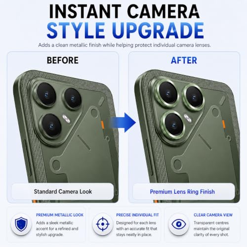 Image of ArmourPro Camera Lens Protector for Tecno Pova 8 Tough HD Individual Aluminum Alloy Rings 9H Camera Cover, Scratch-Resistant,Camera Lens Protection| Green, 1 Pack