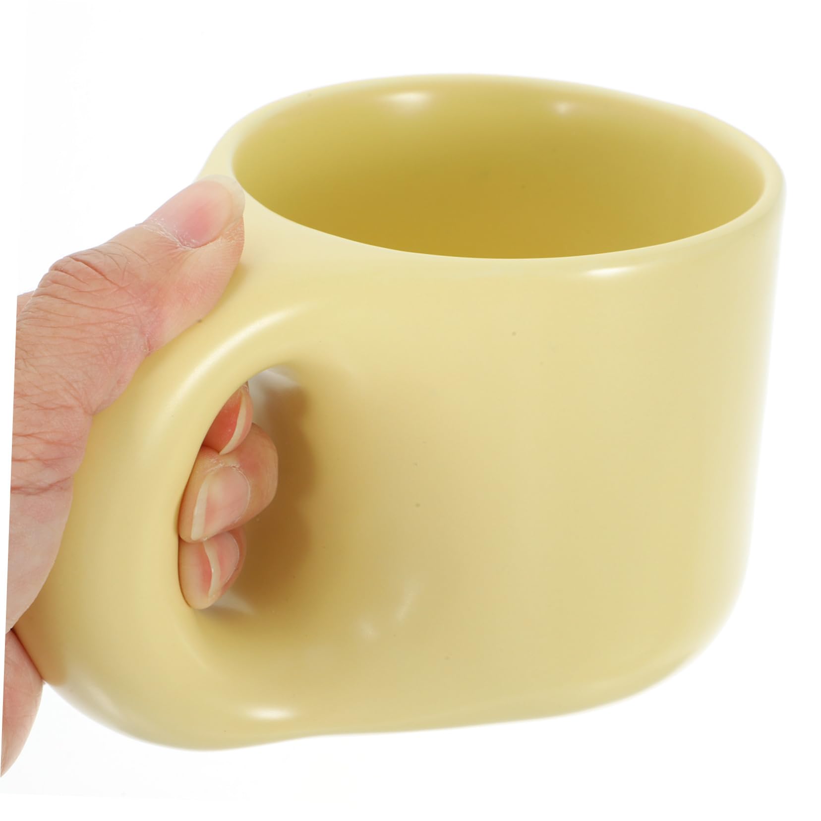 Kaffeebecher Multifunktions Gelb 300ml mit Untertasse aus Keramik Stilvolles Design Glatt und Grate für Zuhause und Büro