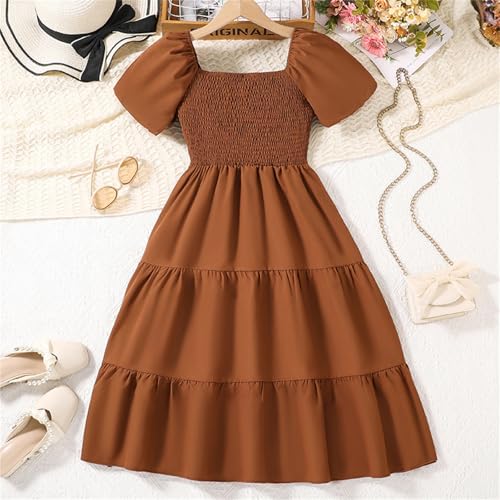 Girls Summer Dress Basic Short Sleeve A Line Swing Dresses Casual Beach Dresses Kid Twirl School Part𝘆 Dresses2