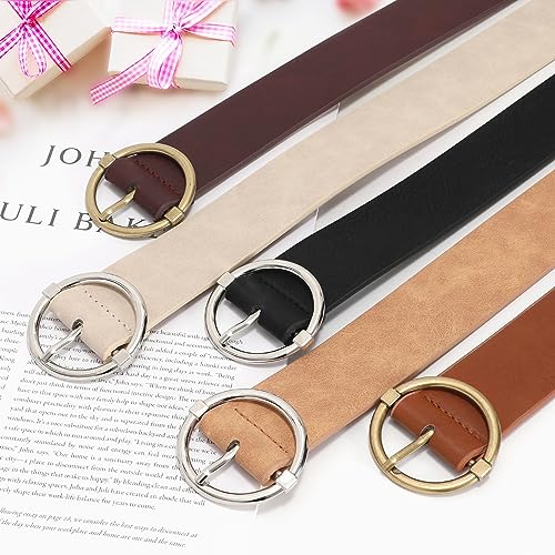 XZQTIVE Women Belts for Jeans Dress Casual Women Leather Belts with O-Ring Buckle 1.42" Width Plus Size Ladies Waist Belts4