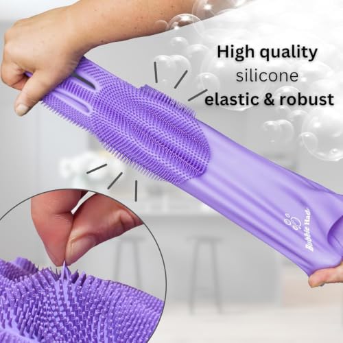 Image of Magic Silicone Dishwashing Gloves with Scrubber Bristles Pink