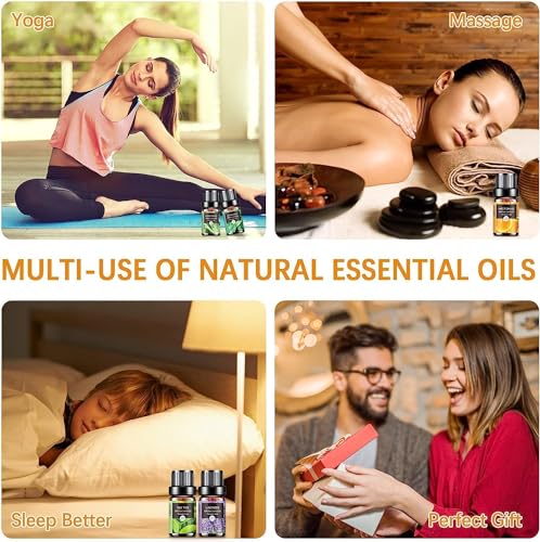 AESHORY Ätherische Öle Set für Diffuser 6 x 10ML, 100% Naturrein Aromatherapie Duftöl, Aroma Öl Geschenkset für Seife, Kerzen, Luftbefeuchter, SPA - Lavendel, Minze, Teebaum, Süßorange, Eukalyptus