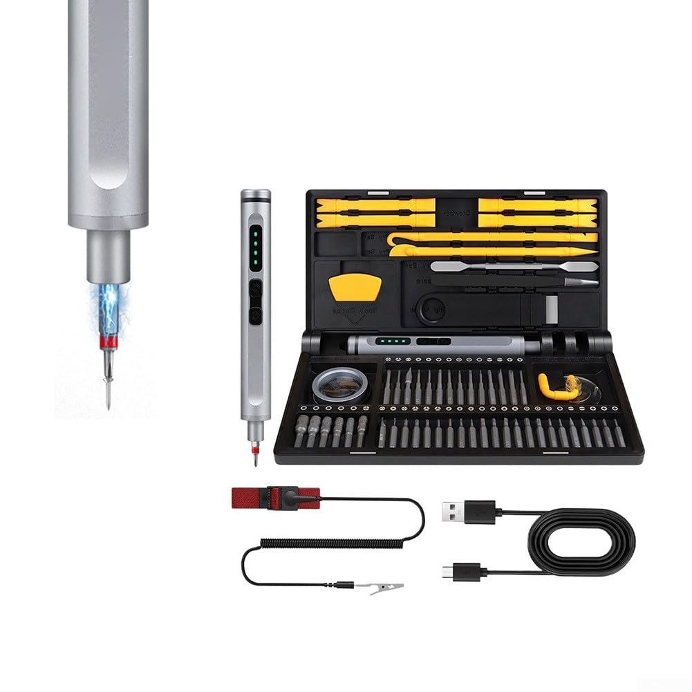 Juego de destornilladores eléctricos 71 en 1 con par ajustable hasta 8 N·m, iluminación LED integrada para montaje de muebles, reparación de electrodomésticos, mantenimiento del hogar