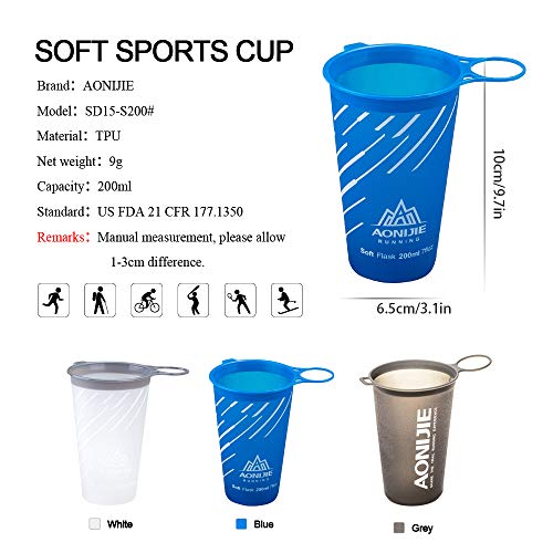 Copo macio, Andoer Copo de água macia dobrável grátis de BPA 200ml para esportes ao ar livre Maraton
