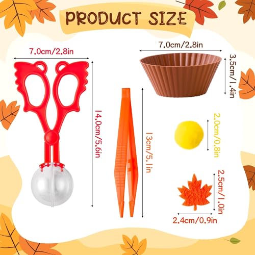 Image of EZdhuawuse Fall Sensory Bin Fillers - 294P Fall Thanksgiving Fine Motor Toys Counting Sorting Set for Kids Autumn Counting Toy with Felt Maple Leaf Pom Poms Cup Clip for Preschool Education Activities