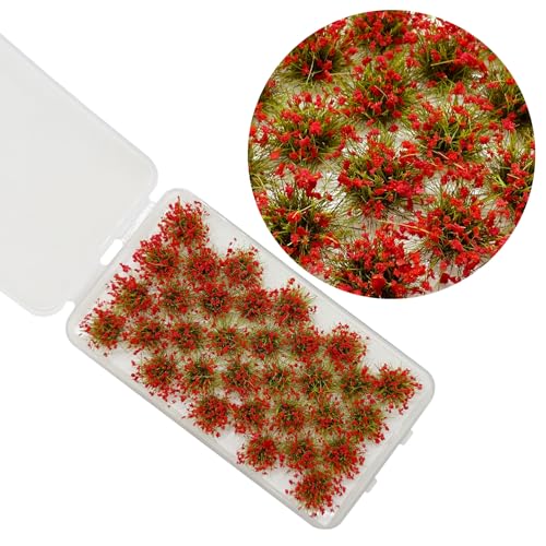Woohome 32 PCS Red Artificial Grass Tufts, Static Grass Model Grass, Railway, DIY Landscape, Train Scenery - Image 3