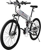 KAISDA E Bike Mountainbike Klapprad 26 Zoll Alu Mit 250W Motor 48V 10.4Ah Li-ion Akku Bis 70km Distanz, 21-Gang Shimano Nabenschaltung, Pedelec E-citybike E-Fahrrad Für Erwachsene -24kg (Weiß)