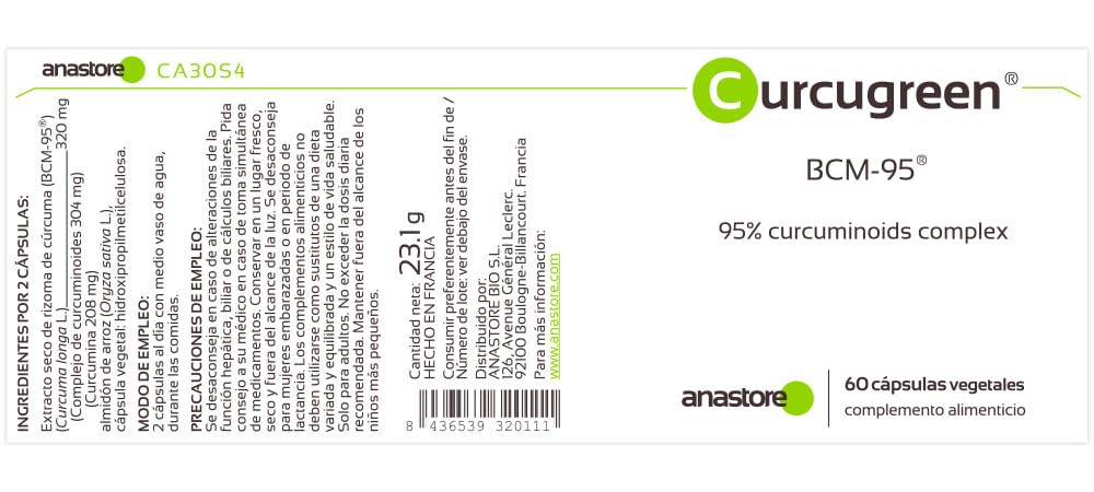 CURCUGREEN™ Curcumina Biodisponible 160 mg 60 cápsulas Cúrcuma 95% Curcuminoides