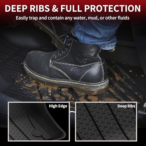 Image of LASFIT Floor Mats for Mercedes Benz E Class 2024-2026 E350 /E450 AMG /E53 AMG | Fit Sedan & All-Terrain, All Weather TPE Non-Slip Easy to Wash, 1st & 2nd Row Car Mats, Black