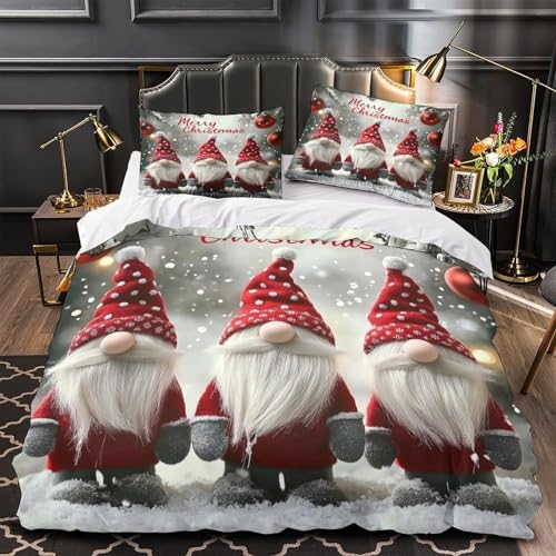 Gnomes de Noël parure de lit 3D effet microfibre ultra douce durable