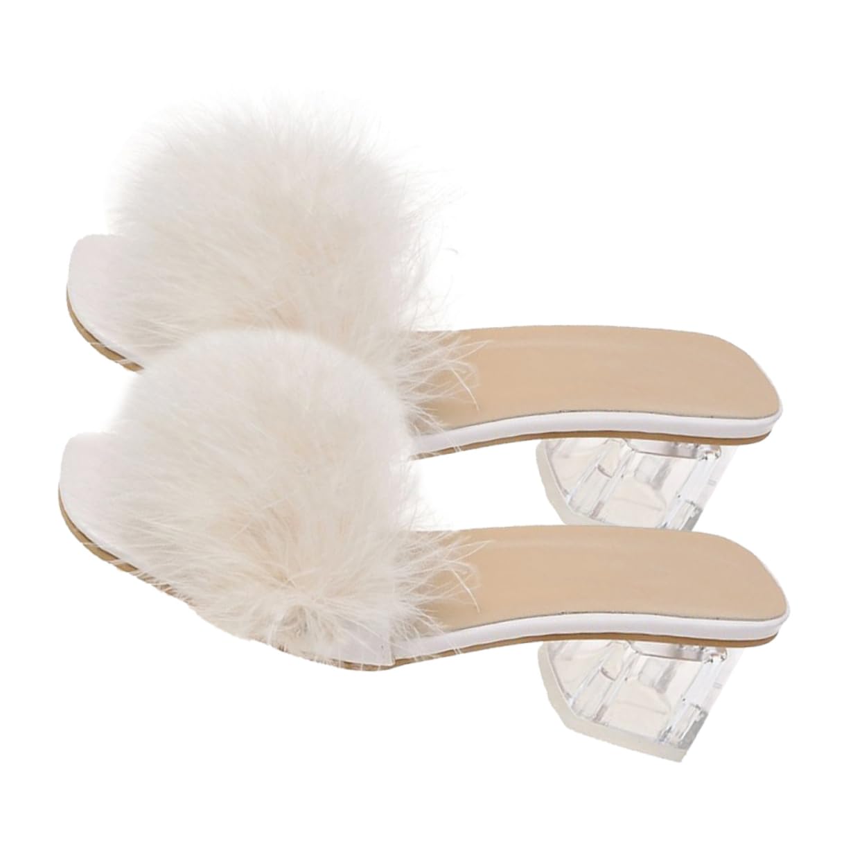 Homoyoyo Pantuflas de Tacón Peludo para Mujer Talla 39 Gamuza y Goma