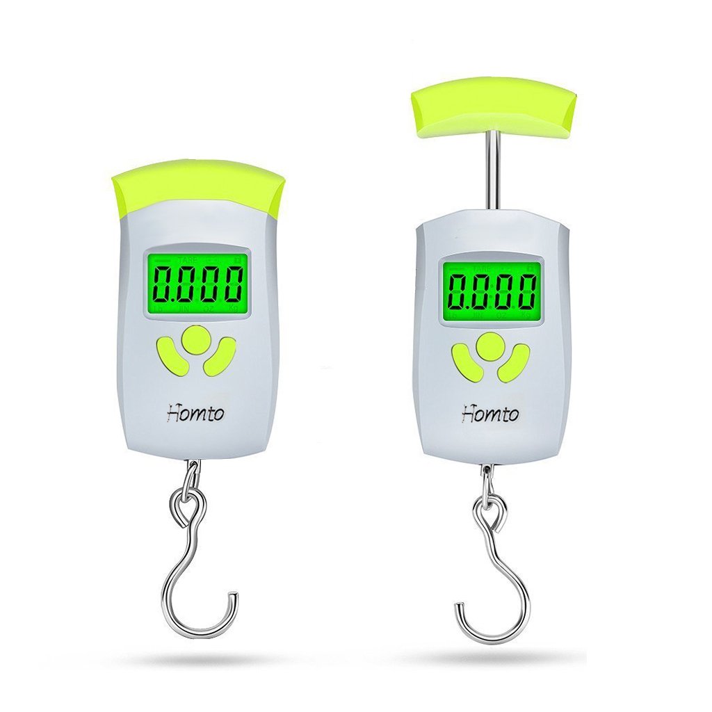Homto Portable Electronic Digital Hanging Hook Fishing /Postal Luggage Scale with LCD Backlight Display, Temperature Sensor, TARE Weight Function, 4 Unit Displays(Capacity: 110lb/50kg)