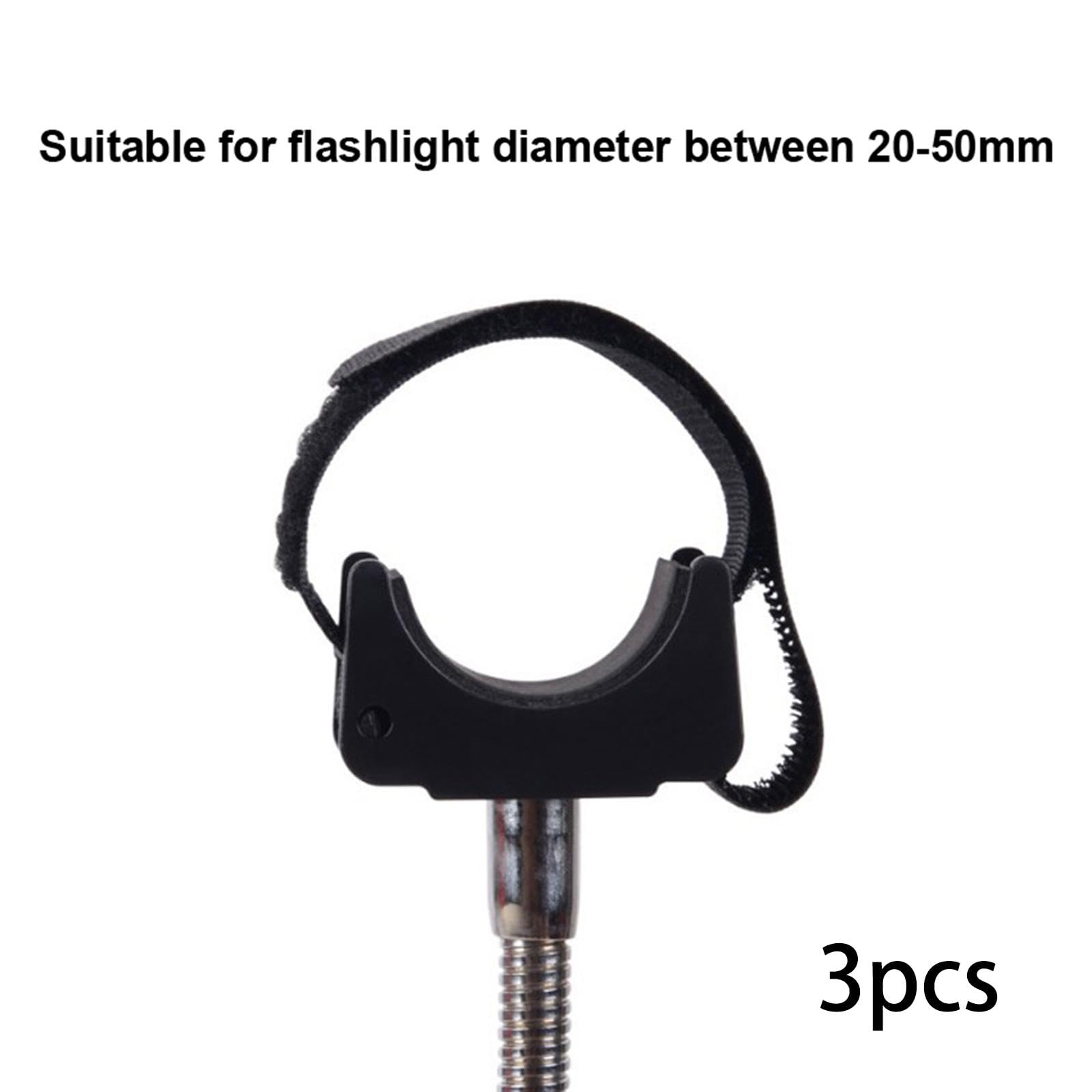 Menolana Flashlight Mounting Bracket Torch Mounting Bracket for 20mm to 50mm Grip Stand Black Accessories Portable Flashlight Holder, 3 Piece