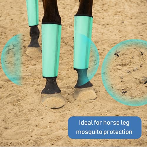 Image of Jexine 12 Fly Boots for Horse Set of 12 Loose Breathable Mesh Horse Fly Sheets Protective Horse Leg Wraps Leggings for Preventing Flies and Mosquitoes Bites (Blue, Green,Red)