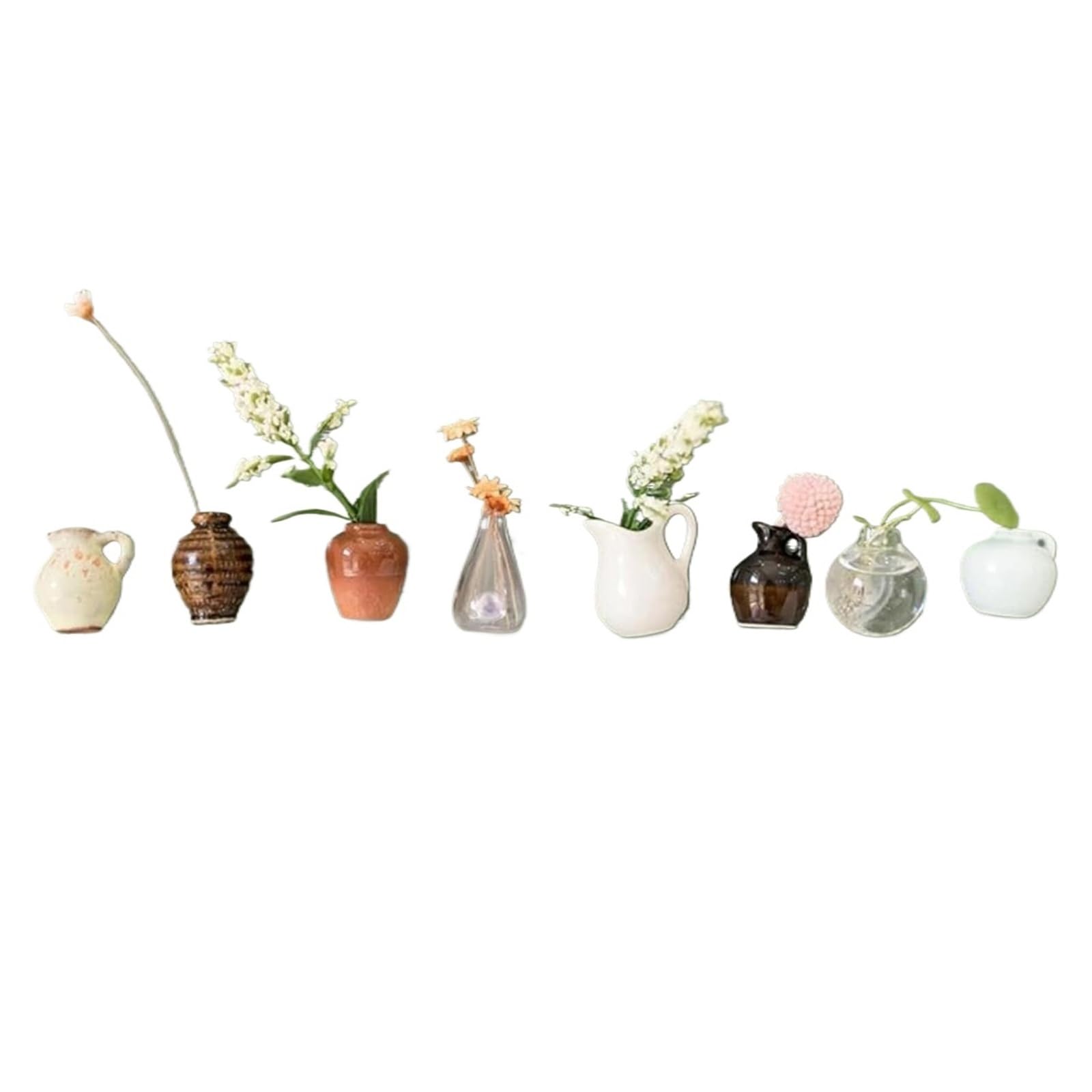 8Pcs Mini Ceramic Magnetic Vases - Strong Magnetic Bud Vases For Fridge Decoration And Office Use (No Plants Included)
