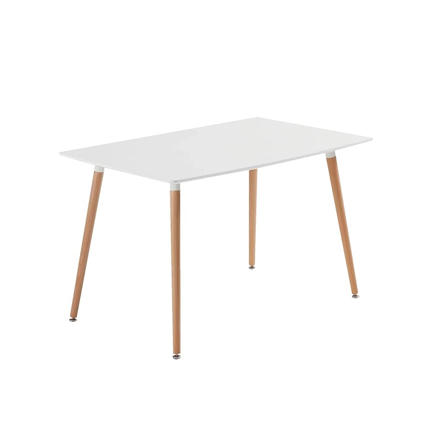 Immagine del prodotto Baroni Home Tavolo Bianco da Pranzo in legno. Scrivania da Ufficio con Gambe in Legno 120X70X72cm