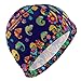 Dallonan Swimming Cap Chameleon Maxican Cinco De Mayo Flowers Colorful Adult Swim Cap Polyester