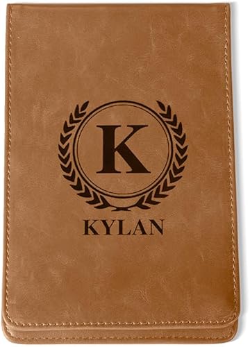 BYFDIY Titular de tarjeta de puntuación de golf con nombre personalizado de cuero, monograma de golf, cubierta de libro de yarda, regalos