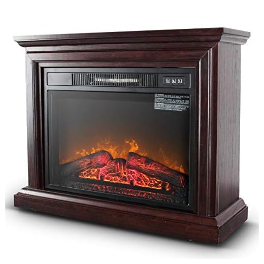 BELLEZE 31 Inch 1400W Deluxe Freestanding Fireplace Heater Indoor Flame Wood Log w/ Remote Control, Oak