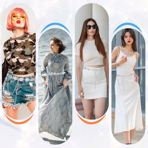 Prasacco Western Belts for Woman Metal Concho Belt Cowgirl Chain Belts Silver Vintage Western Belt for Dresses Jeans Country Concert Outfit4