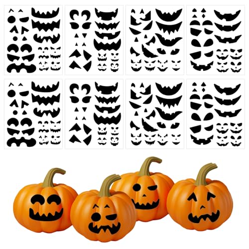 64 Stück Kürbis-Dekorationsaufkleber, Halloween-Kürbislaternengesicht, Machen Sie Ihr eigenes Gesichtsaufkleber-Dekorationsset zum Basteln, Partygeschenke, Kürbis Dekorieren Aufkleber