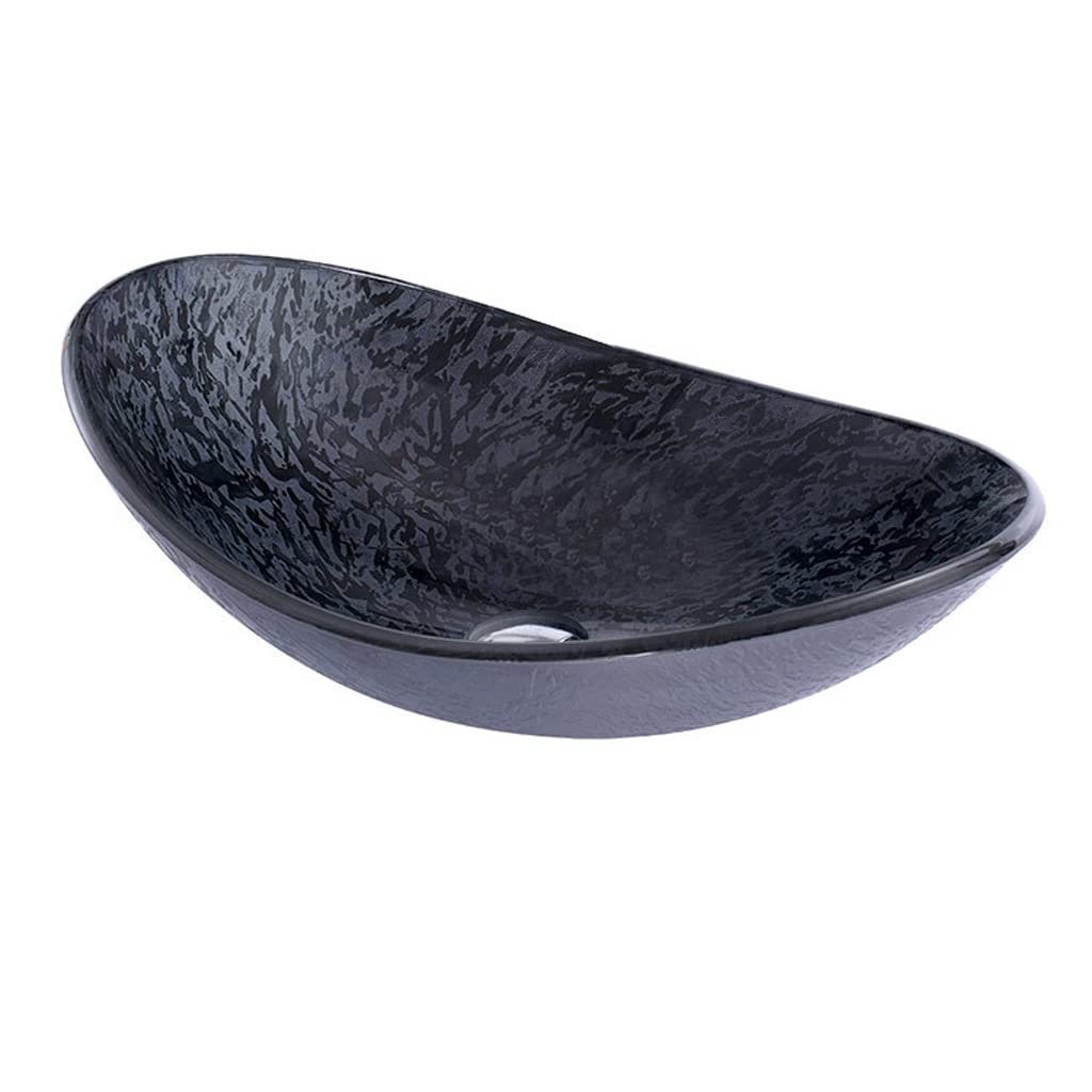 SBCGFY Vessel Sinks, Drain Sink Modern Simple Vessel Sink Tempered Glass Wash Basin Hotel Art Counter Sink Bathroom Wash Basin Farmhouse Sink,A-Sink Only