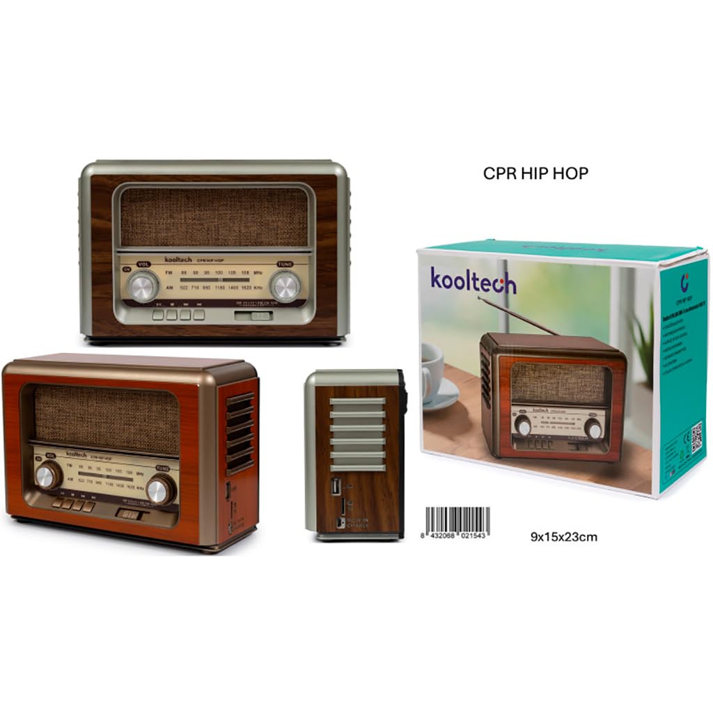 Radio Altavoz Kooltech CPR Hip Hop – 8 Bandas FM/Am/SW con Bluetooth, USB y TF